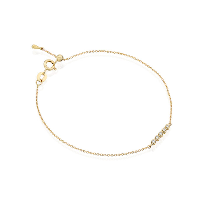 צמיד זהב חמישה יהלומים