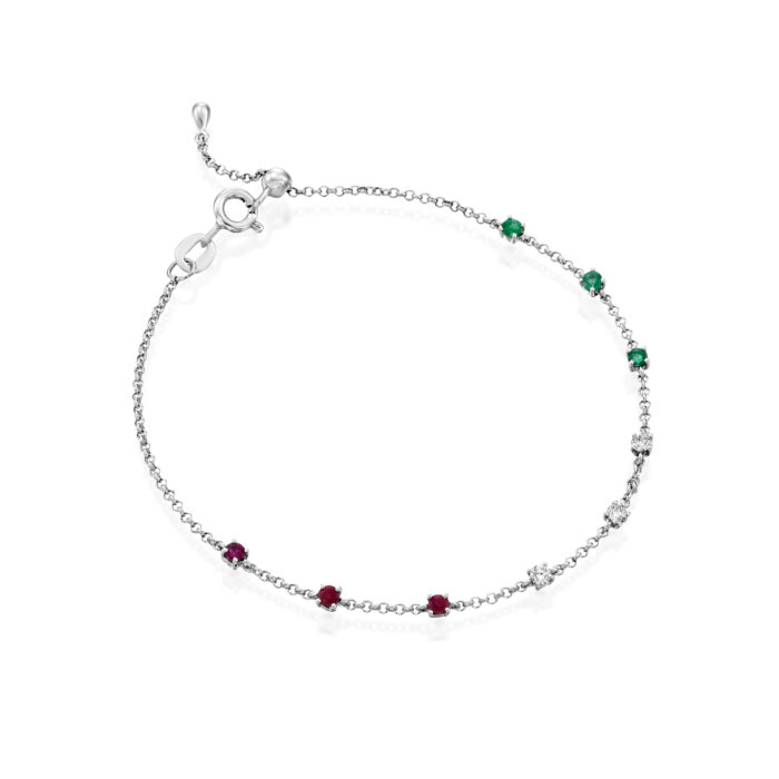 צמיד זהב עם רובי אמרלד ויהלומים