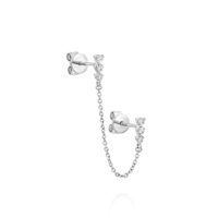 עגילי יהלומים דאבל עם שרשרת "טריו"