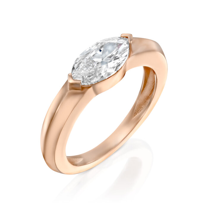 טבעת יהלום מרקיזה לרוחב "שנהב"