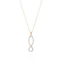 שרשרת תליון דג יהלומים ובלו טופז