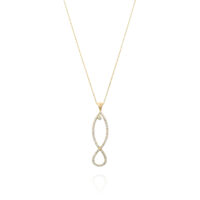 שרשרת תליון דג יהלומים ובלו טופז