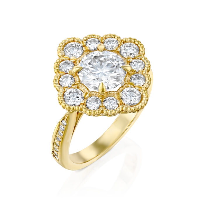 טבעת וינטג' יהלומי מעבדה "קלי"