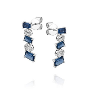 עגילים נופלים ספיר ויהלומים ״מרגו״