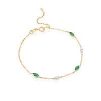 צמיד ״דורותי״ אמרלד ויהלומים מרקיזה