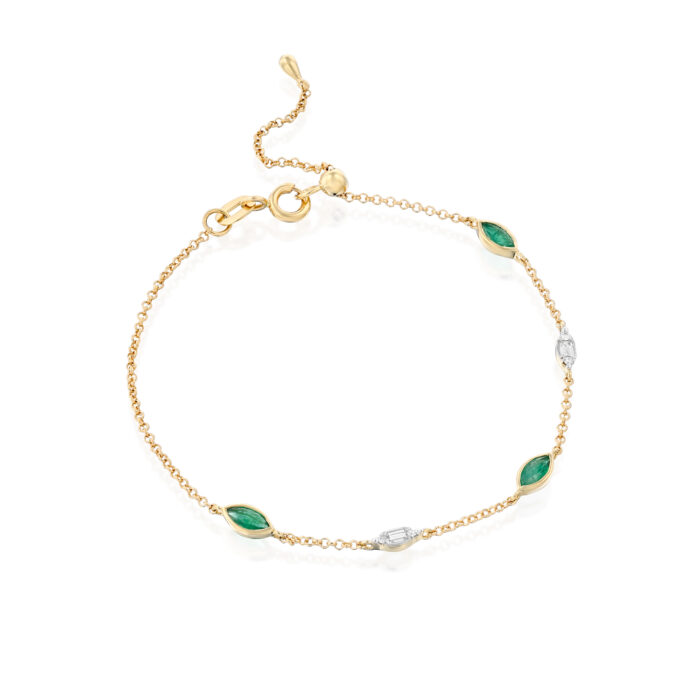 צמיד ״דורותי״ אמרלד ויהלומים מרקיזה