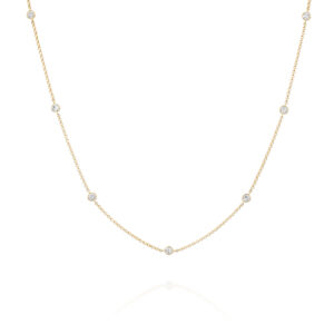 שרשרת "מאי-לי" בזל עשרה יהלומים גדולה זהב צהוב