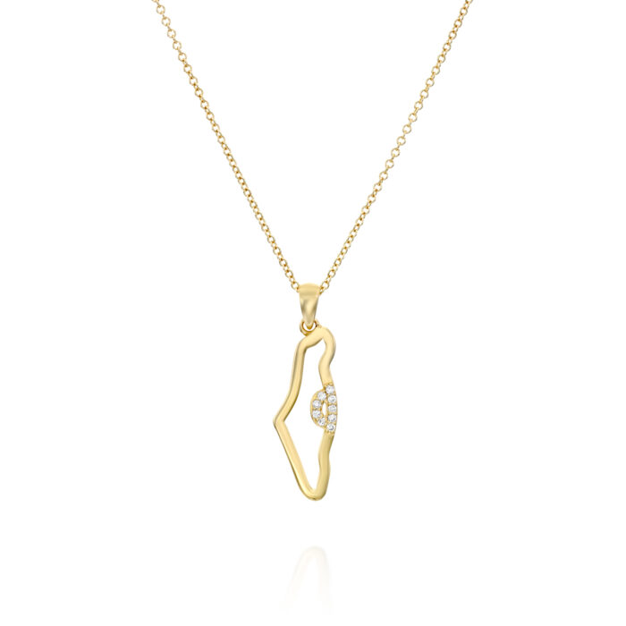 שרשרת ארץ ישראל יהלומים זהב צהוב