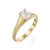 טבעת סוליטר "אושר" יהלום קושן