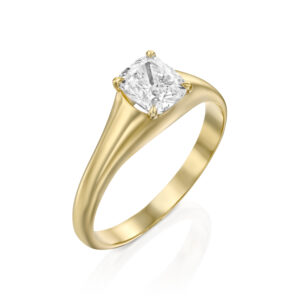 טבעת סוליטר "אושר" יהלום קושן