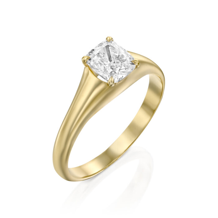 טבעת סוליטר "אושר" יהלום קושן