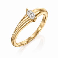 טבעת צ'אנקית "ריטה" יהלום מרקיזה זהב צהוב