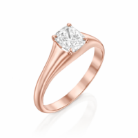 טבעת סוליטר אושר יהלום קושן רוז